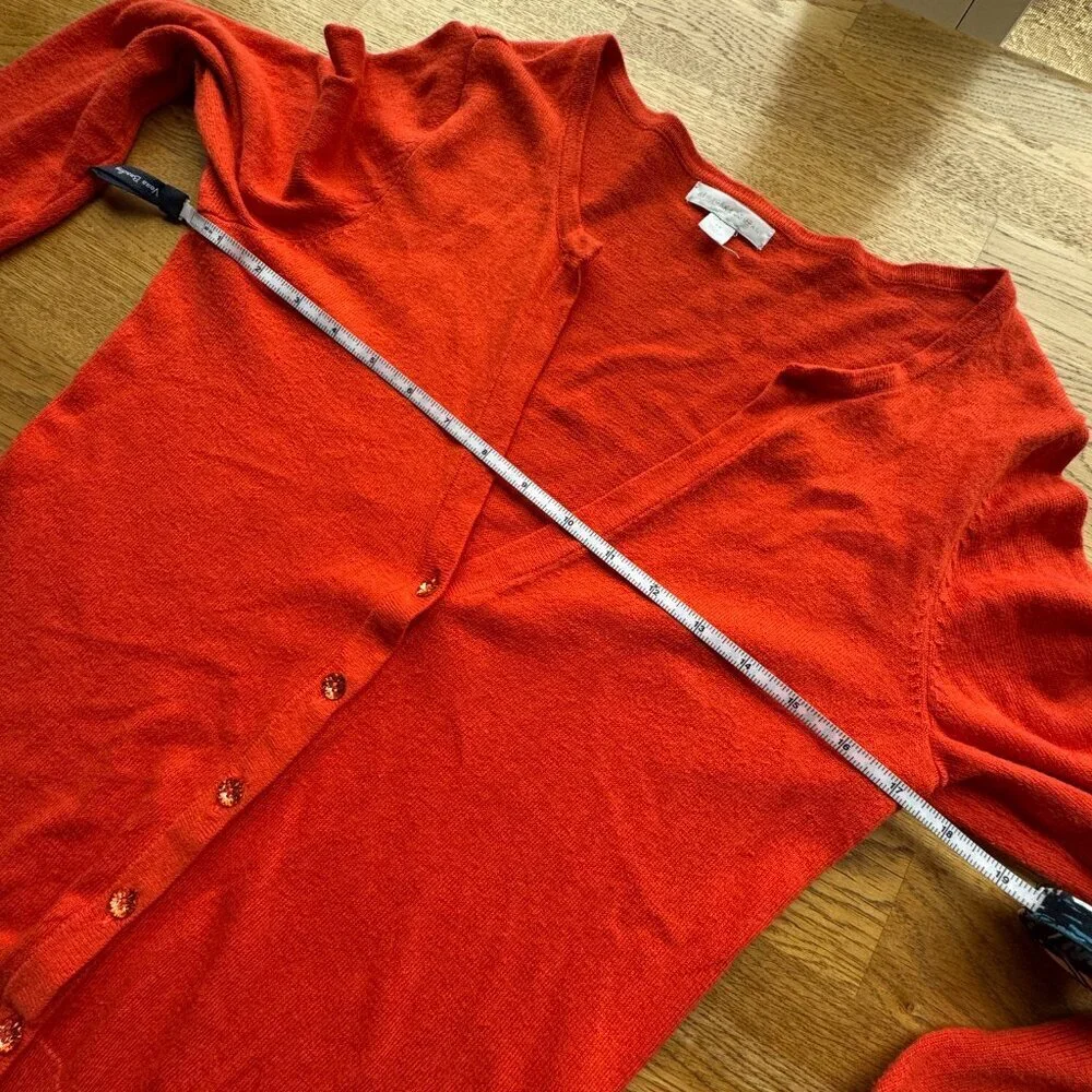 New York & Company Orange Rhinestone Cardigan Sweater Size XS